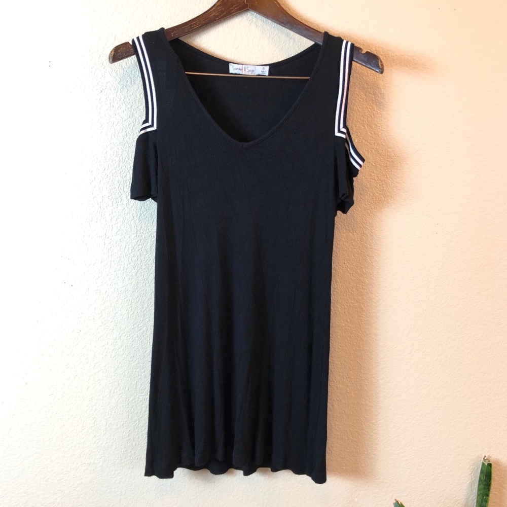 🛍 Summer & Sage Black Off Shoulder Sweater Top